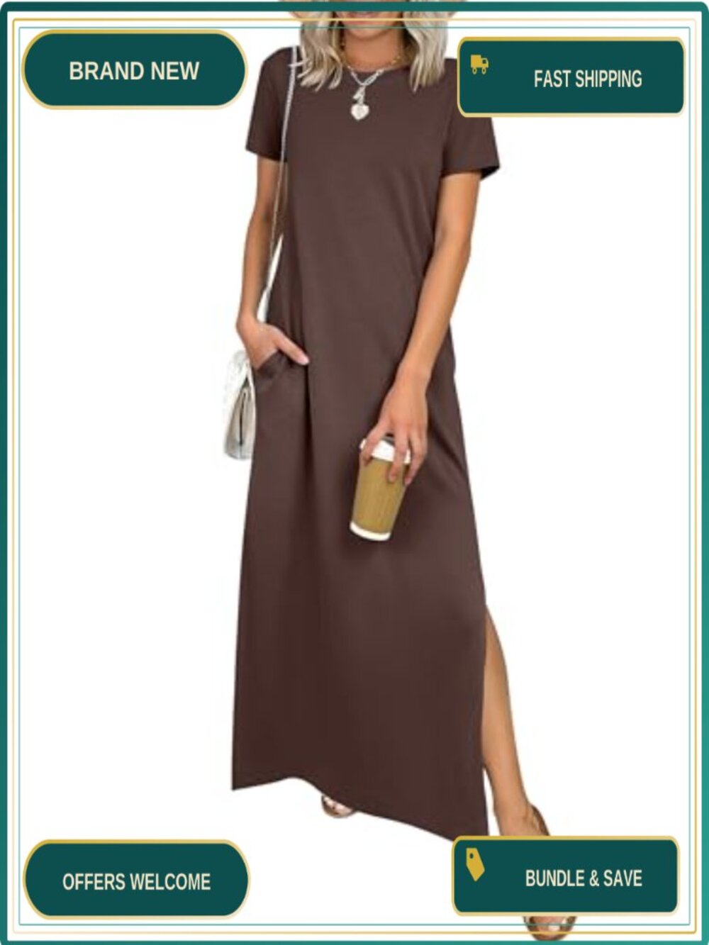 Women's Wrinkle Free Maxi Dress with Pockets